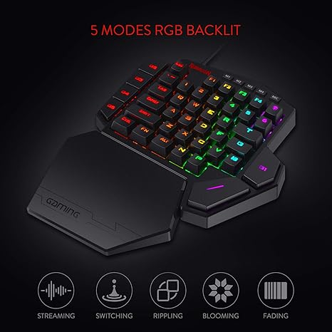 Redragon K585 DITI Wired One-Handed RGB Mechanical Gaming Keyboard, 42 Keys Type-C Professional Gaming Keypad w/Upgraded Hot-Swappable Socket, 7 Onboard Macro Keys & Detachable Wrist Rest
