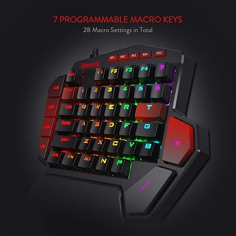Redragon K585 DITI Wired One-Handed RGB Mechanical Gaming Keyboard, 42 Keys Type-C Professional Gaming Keypad w/Upgraded Hot-Swappable Socket, 7 Onboard Macro Keys & Detachable Wrist Rest
