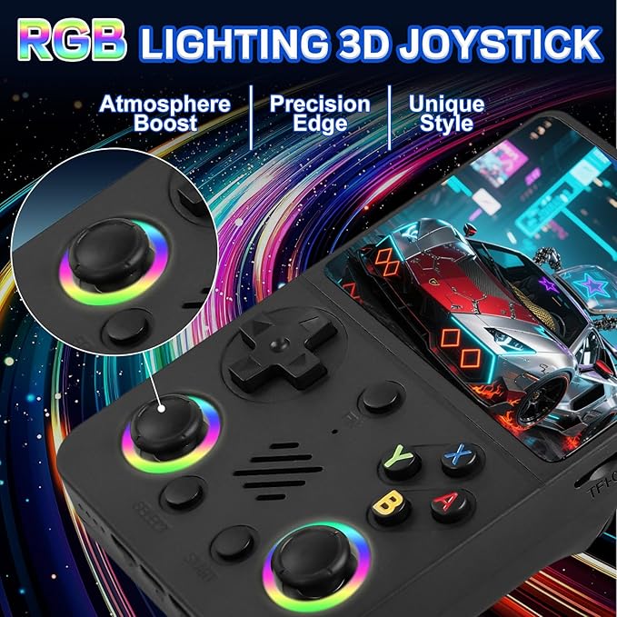 RG36PRO Retro Handheld Game Console - Open Source System,3.5"IPS Screen,30,000+ Classic Games,64G TF card, 3000mAh Battery,Portable Console for Teen or Partner-Gift for Christmas -Black