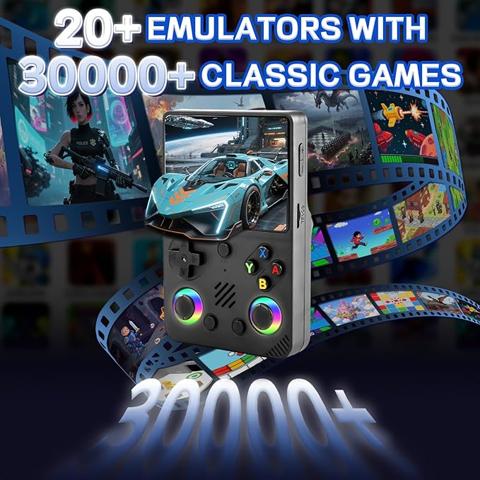 RG36PRO Retro Handheld Game Console - Open Source System,3.5"IPS Screen,30,000+ Classic Games,64G TF card, 3000mAh Battery,Portable Console for Teen or Partner-Gift for Christmas -Black